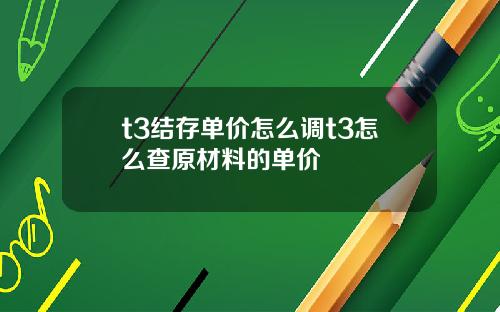 t3结存单价怎么调t3怎么查原材料的单价