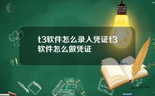 t3软件怎么录入凭证t3软件怎么做凭证