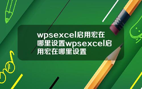 wpsexcel启用宏在哪里设置wpsexcel启用宏在哪里设置