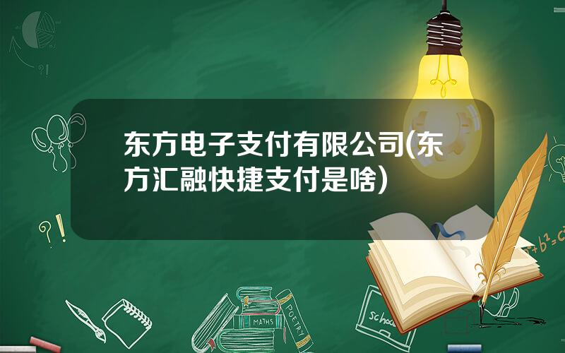 东方电子支付有限公司(东方汇融快捷支付是啥)