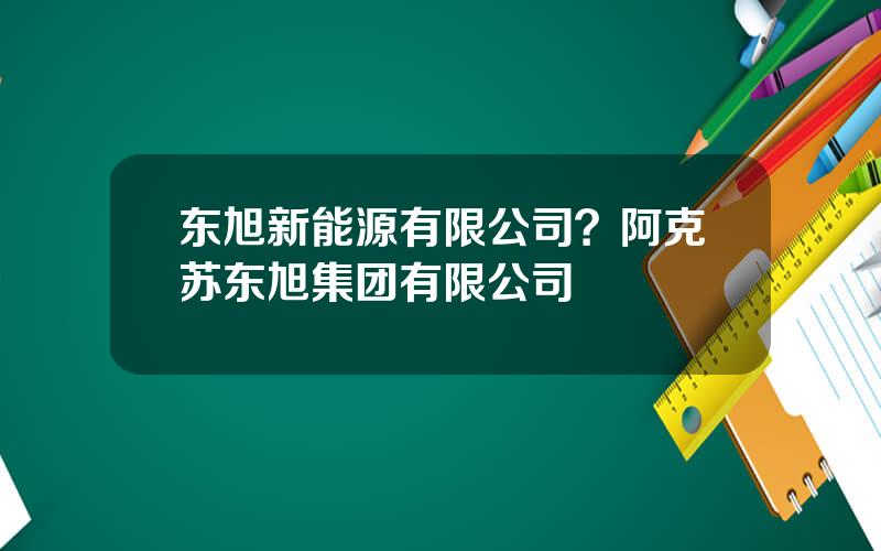 东旭新能源有限公司？阿克苏东旭集团有限公司