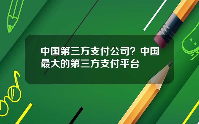 中国第三方支付公司？中国最大的第三方支付平台