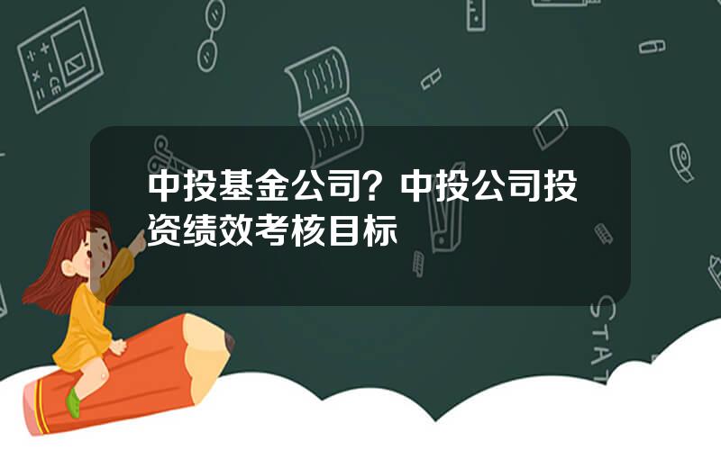 中投基金公司？中投公司投资绩效考核目标