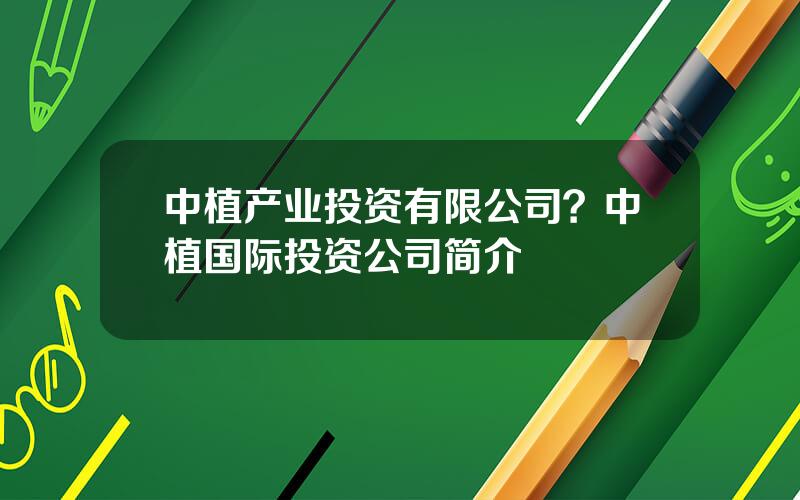 中植产业投资有限公司？中植国际投资公司简介