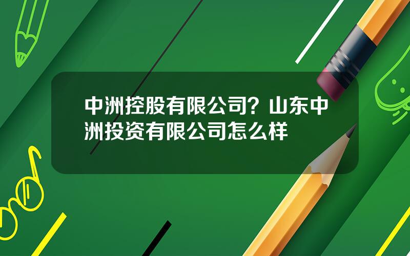 中洲控股有限公司？山东中洲投资有限公司怎么样