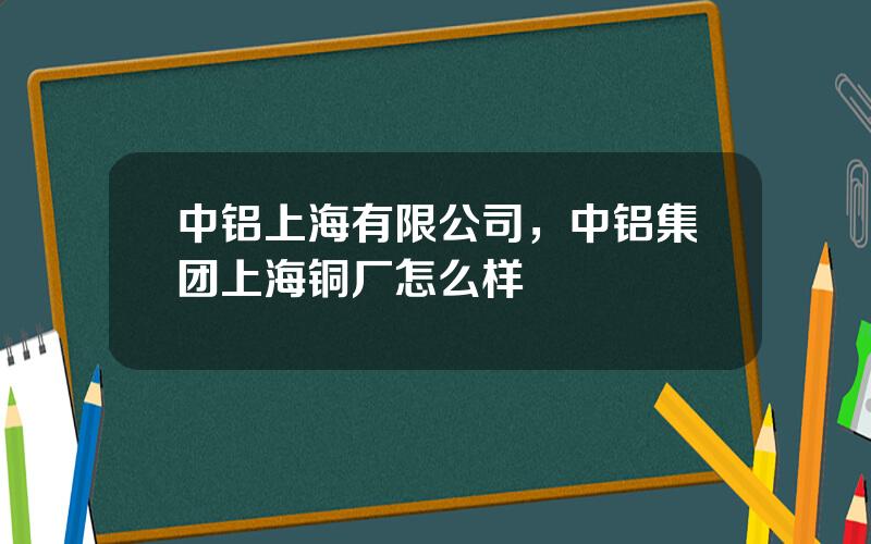 中铝上海有限公司，中铝集团上海铜厂怎么样