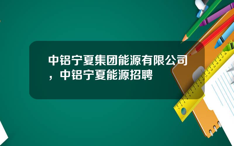 中铝宁夏集团能源有限公司，中铝宁夏能源招聘