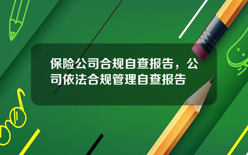 保险公司合规自查报告，公司依法合规管理自查报告