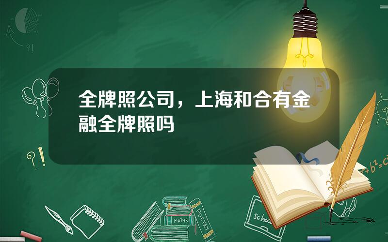 全牌照公司，上海和合有金融全牌照吗