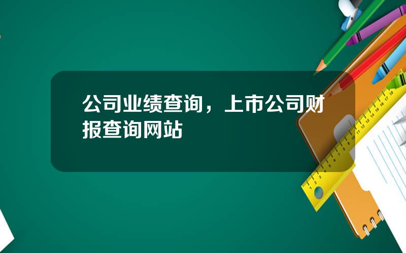 公司业绩查询，上市公司财报查询网站