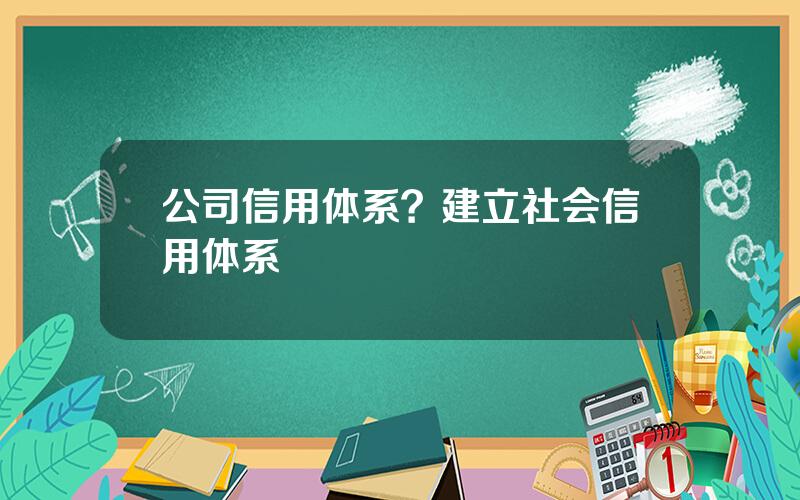 公司信用体系？建立社会信用体系