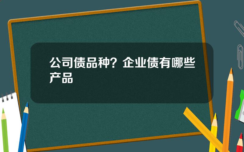 公司债品种？企业债有哪些产品