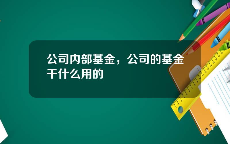 公司内部基金，公司的基金干什么用的