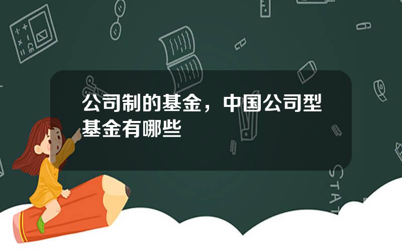 公司制的基金，中国公司型基金有哪些