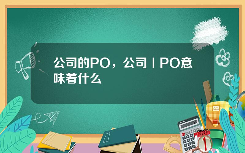 公司的PO，公司ⅠPO意味着什么