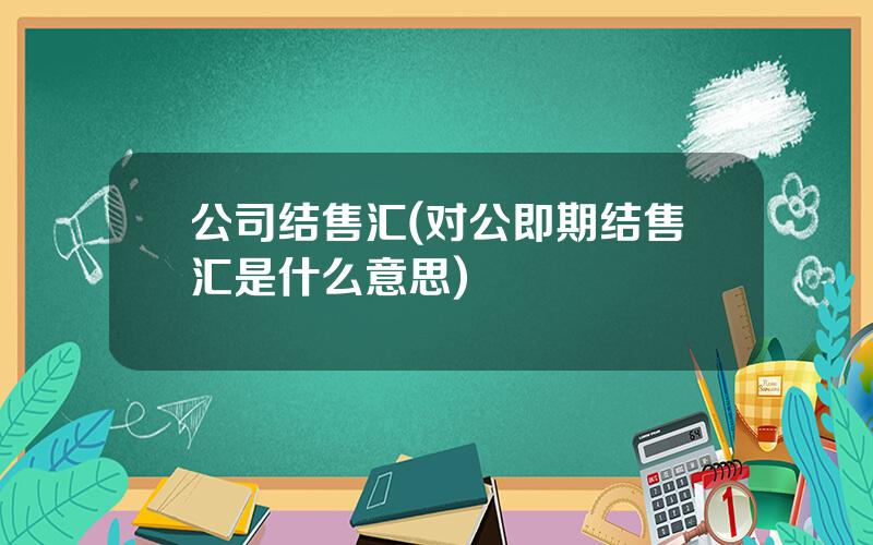 公司结售汇(对公即期结售汇是什么意思)