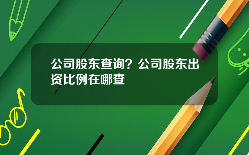 公司股东查询？公司股东出资比例在哪查