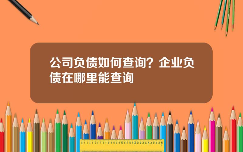 公司负债如何查询？企业负债在哪里能查询