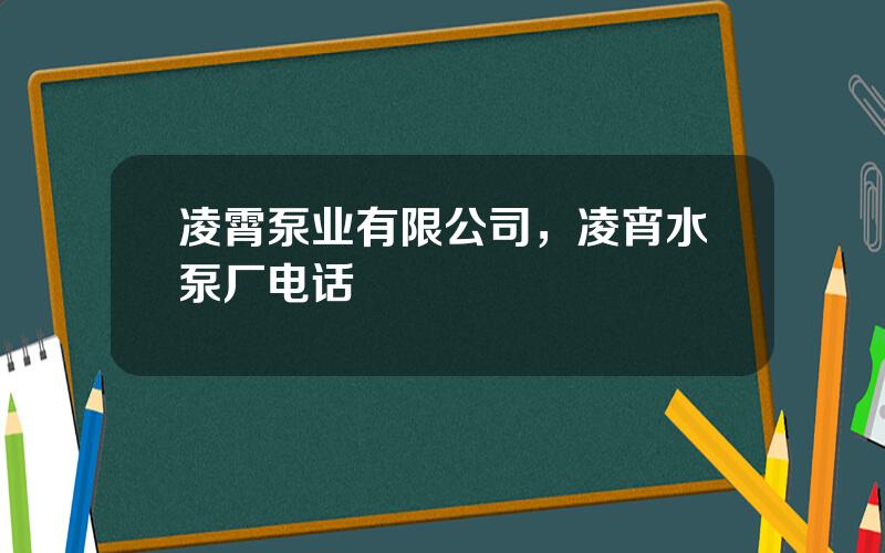 凌霄泵业有限公司，凌宵水泵厂电话