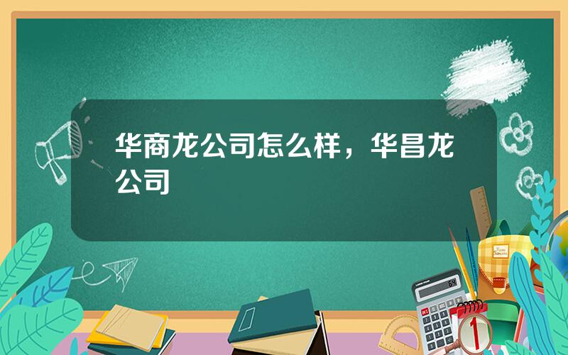 华商龙公司怎么样，华昌龙公司