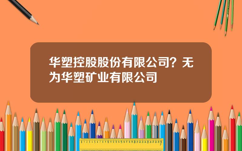 华塑控股股份有限公司？无为华塑矿业有限公司