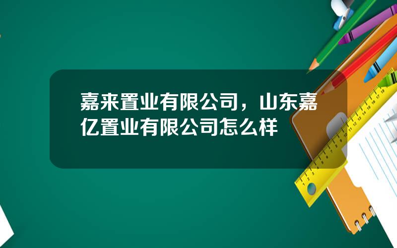 嘉来置业有限公司，山东嘉亿置业有限公司怎么样