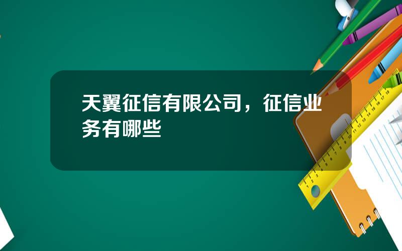 天翼征信有限公司，征信业务有哪些