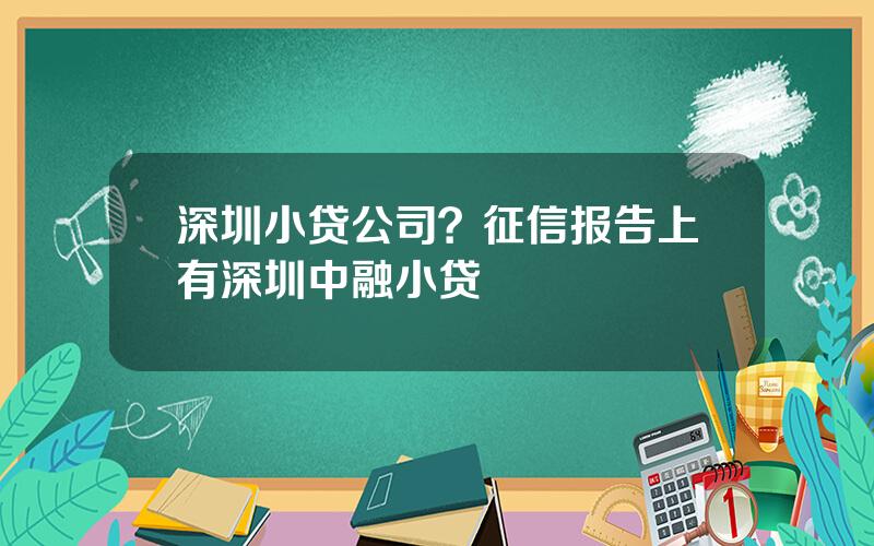 深圳小贷公司？征信报告上有深圳中融小贷