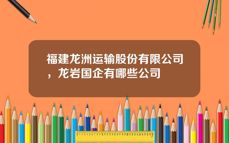 福建龙洲运输股份有限公司，龙岩国企有哪些公司