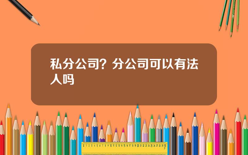 私分公司？分公司可以有法人吗